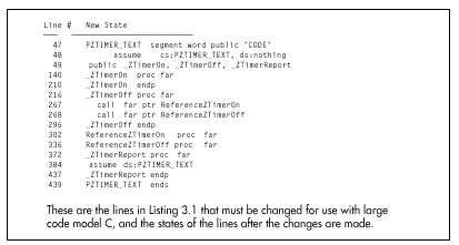 Figure 3.3  Changes for use with large code model C.